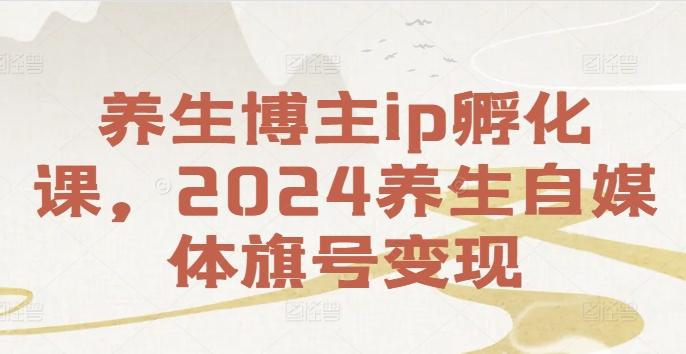 养生博主ip孵化课，2024养生自媒体旗号变现-航海圈