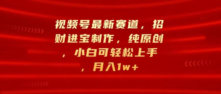 视频号最新赛道，招财进宝制作，纯原创，小白可轻松上手，月入1w+-航海圈