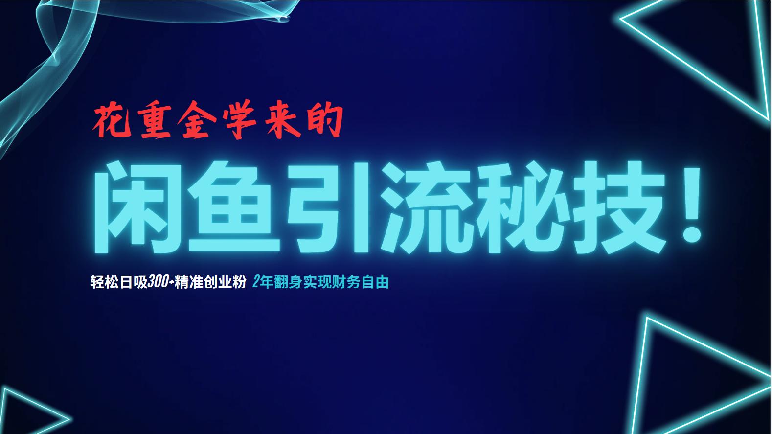 （12887期）花重金学来的闲鱼引流秘技！轻松日吸300+精准创业粉，每天躺赚5000+，2…-航海圈