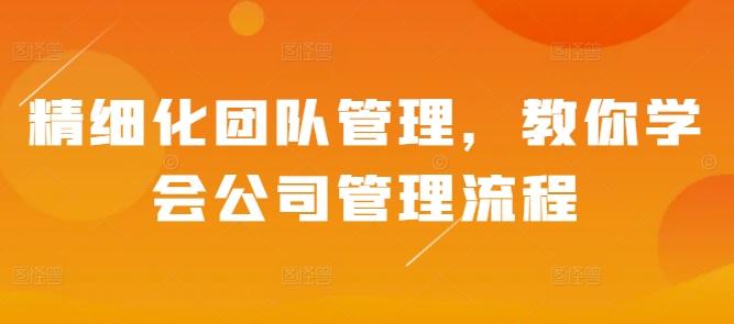 精细化团队管理，教你学会公司管理流程-航海圈
