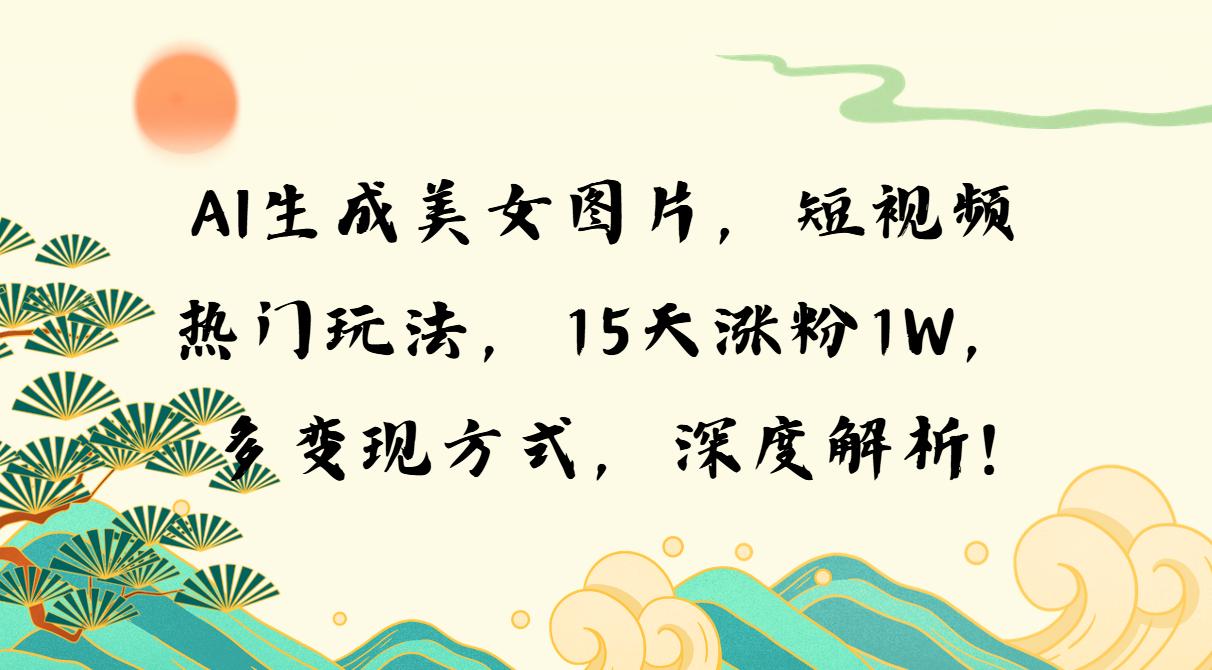 AI生成美女图片，短视频热门玩法，15天涨粉1W，多变现方式，深度解析!-航海圈