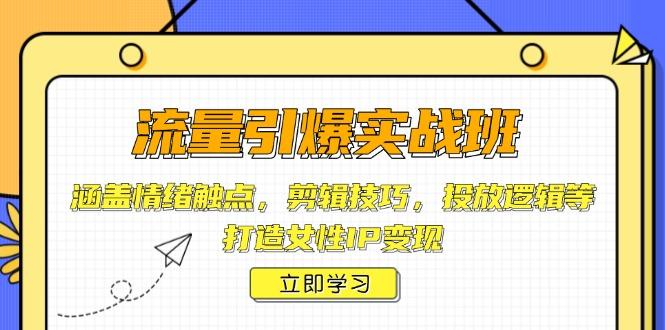 流量引爆实战班，涵盖情绪触点，剪辑技巧，投放逻辑等，打造女性IP变现-航海圈