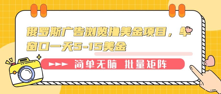 俄罗斯广告浏览撸美金项目，单窗口一天5-15美金-航海圈