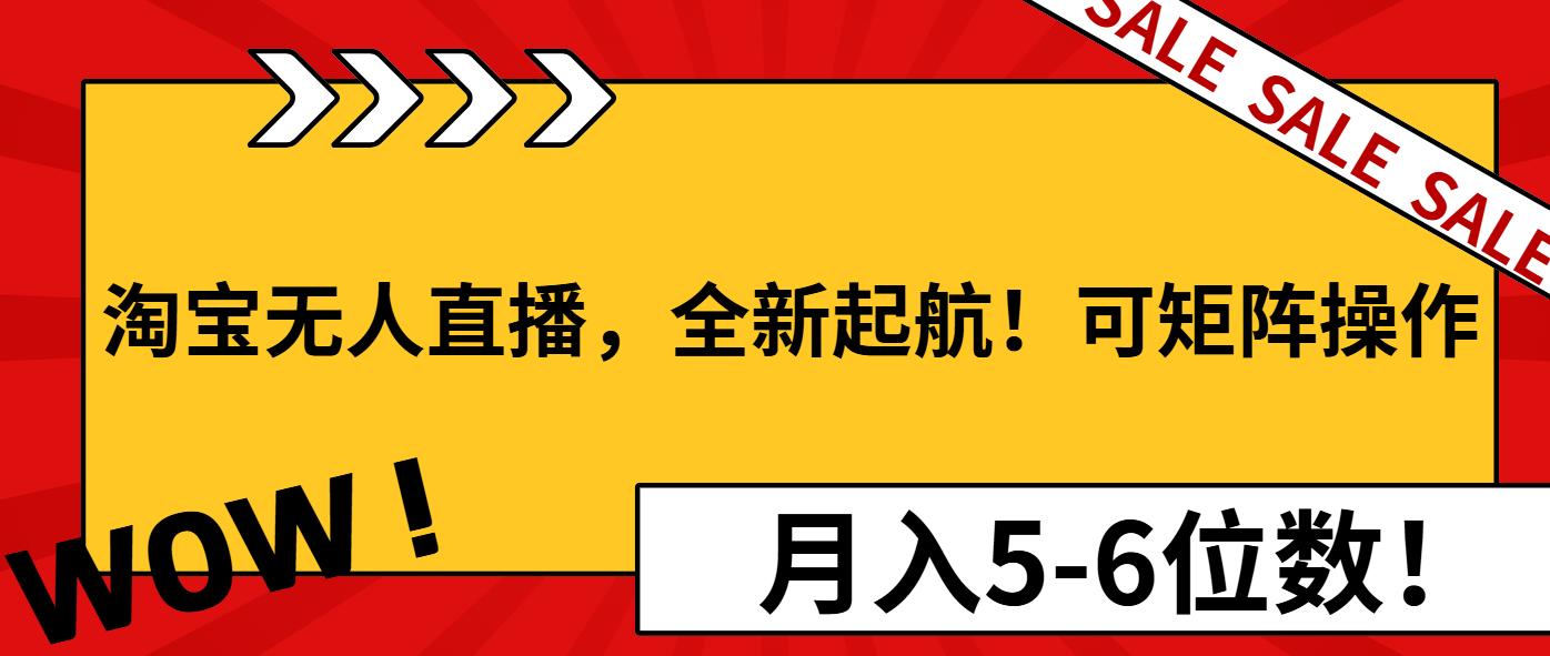 淘宝无人直播，全新起航！可矩阵操作，月入5-6位数！-航海圈