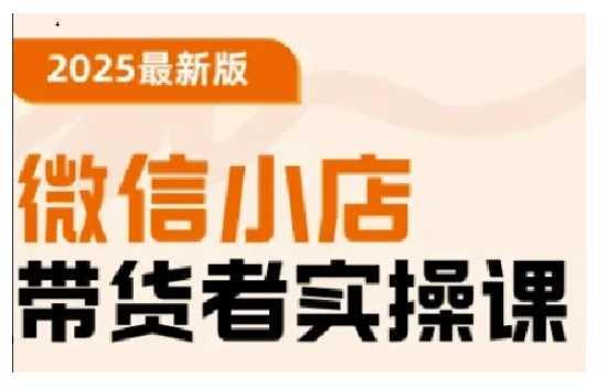 2025最新版微信小店带货者实操课，基础操作到高级运营技巧，快速上手-航海圈
