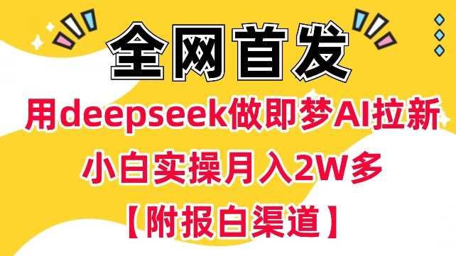 用deepseek做即梦Ai拉新 小白实操月入过W+【附报白渠道】-航海圈