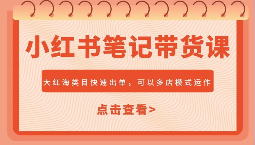 小红书笔记带货课，大红海类目快速出单，市场大，可以多店模式运作-航海圈