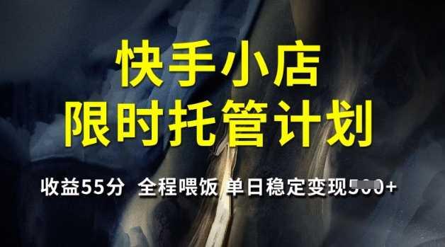 快手小店限时托管计划，收益55分，全程喂饭，单日稳定变现5张【揭秘】-航海圈