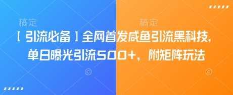 【引流必备】全网首发咸鱼引流黑科技，单日曝光引流500+，附矩阵玩法【揭秘】-航海圈