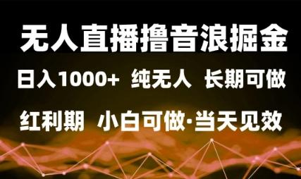 无人直播撸音浪掘金，日入1k+，纯无人红利期，小白可做，当天见效【揭秘】-航海圈